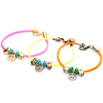 Dana Levy Peace Symbol and Dove Charm Satin Cord Bracelet - Group