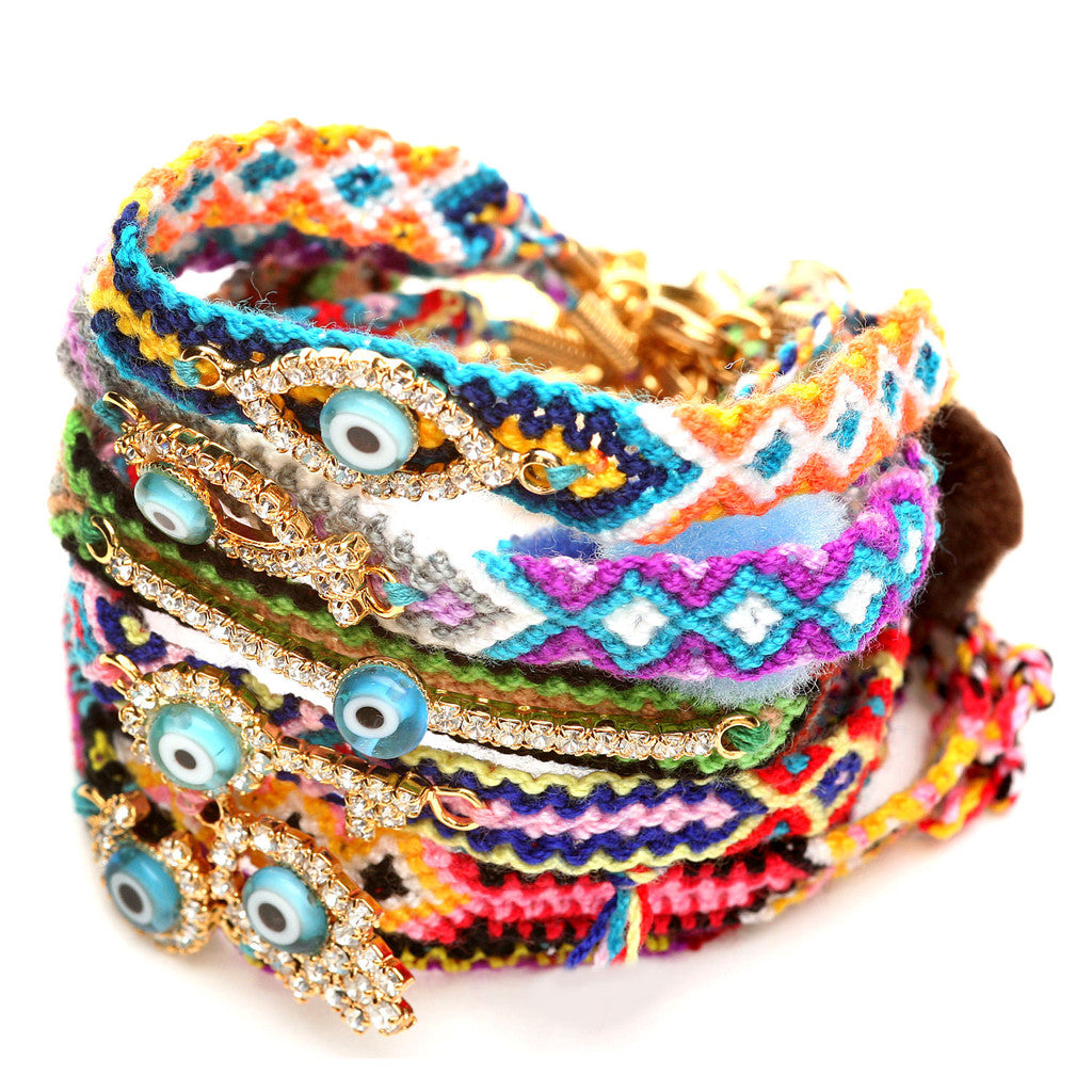 Dana Levy Diamante Lucky Charm Friendship Bracelets - Group Mix