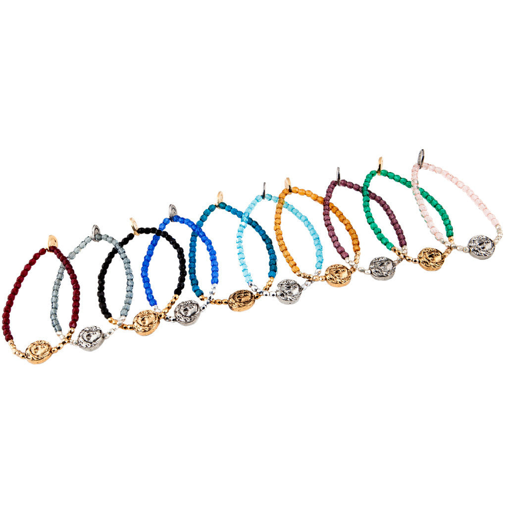 Dana Levy Ancient Roman Coin Charm Faceted Glass Bead Bracelets Group