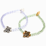Dana Levy Butterfly Charm Faceted Glass Bead Bracelets Pair