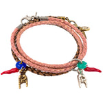 Dana Levy Cornicello Mano Hand Evil Eye Double Leather Braid Bracelets - Antique Gold & Antique Silver