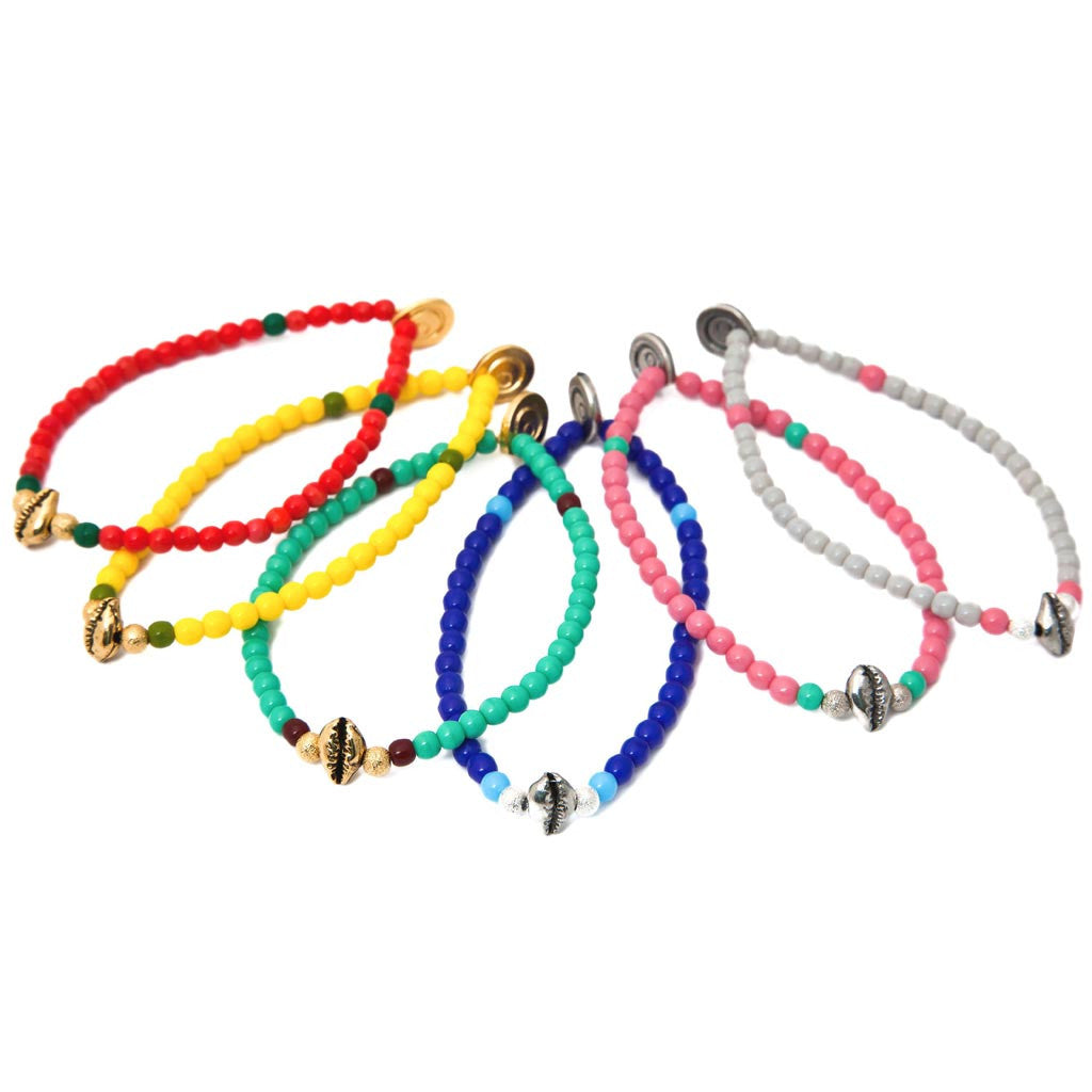 Dana Levy Cowry Shell Charm Glass Bead Bracelet - Group
