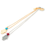Dana Levy Deco Hamsa Hand Evil Eye Ball Chain Necklace - Gold and Antique Silver