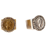 Dana Levy Diamante Ancient Roman Coin Rings - Antique Silver and Antique Gold