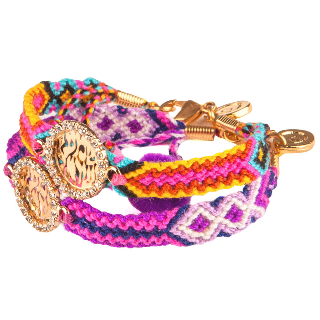 Dana Levy Diamante Shma Hebrew Prayer Charm Friendship Bracelets Pair