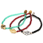 Dana Levy Dove Hamsa Hand Charm Faceted Glass Bead Bracelets Group