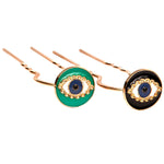 Dana Levy Enamel Evil Eye Charm Hair Pin - Aqua and Black