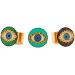 Dana Levy Enamel Evil Eye Charm Rings Trio