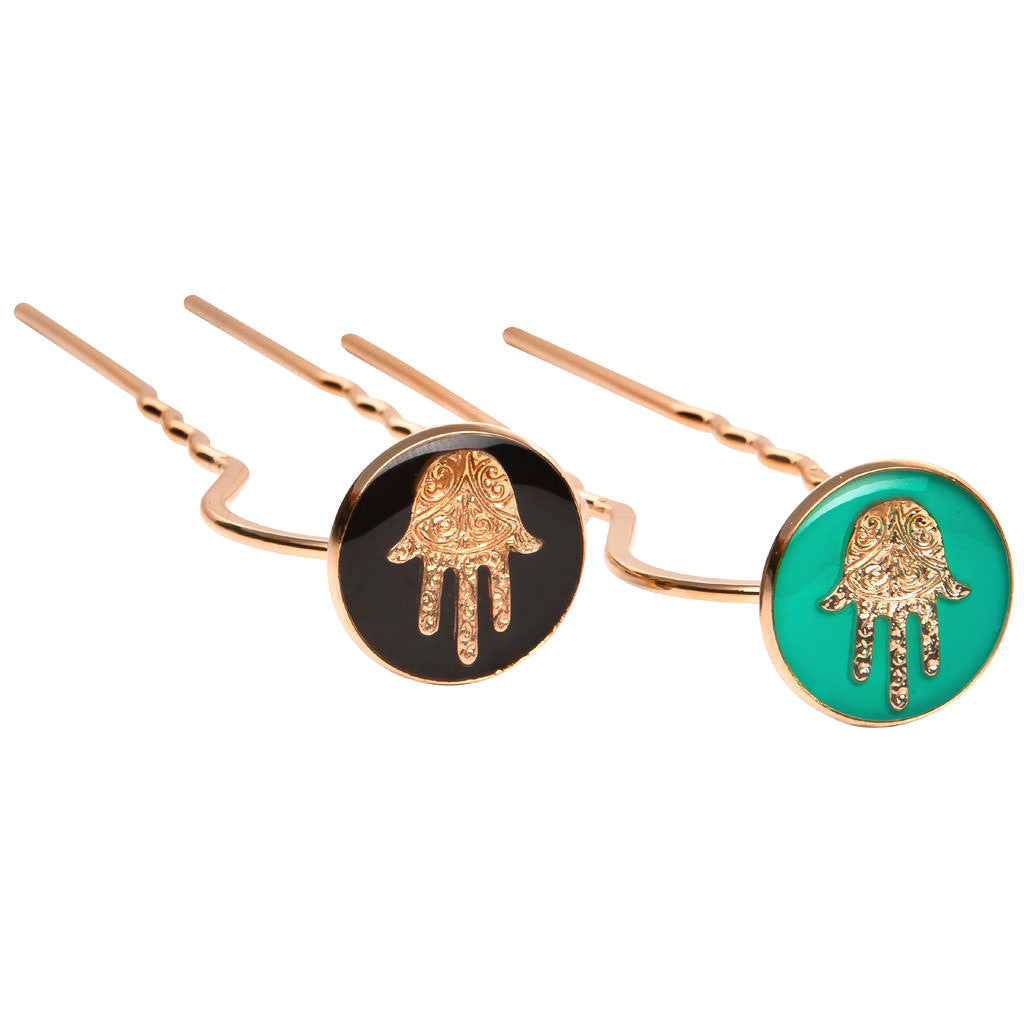 Dana Levy Enamel Hamsa Hand Charm Hair Pin - Group
