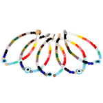 Dana Levy Evil Eye Heart Charm Rainbow Glass Bead Bracelet - Group