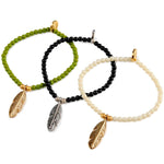 Dana Levy Feather Charm Glass Bead Bracelet - Group