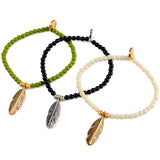 Dana Levy Feather Charm Glass Bead Bracelet - Group