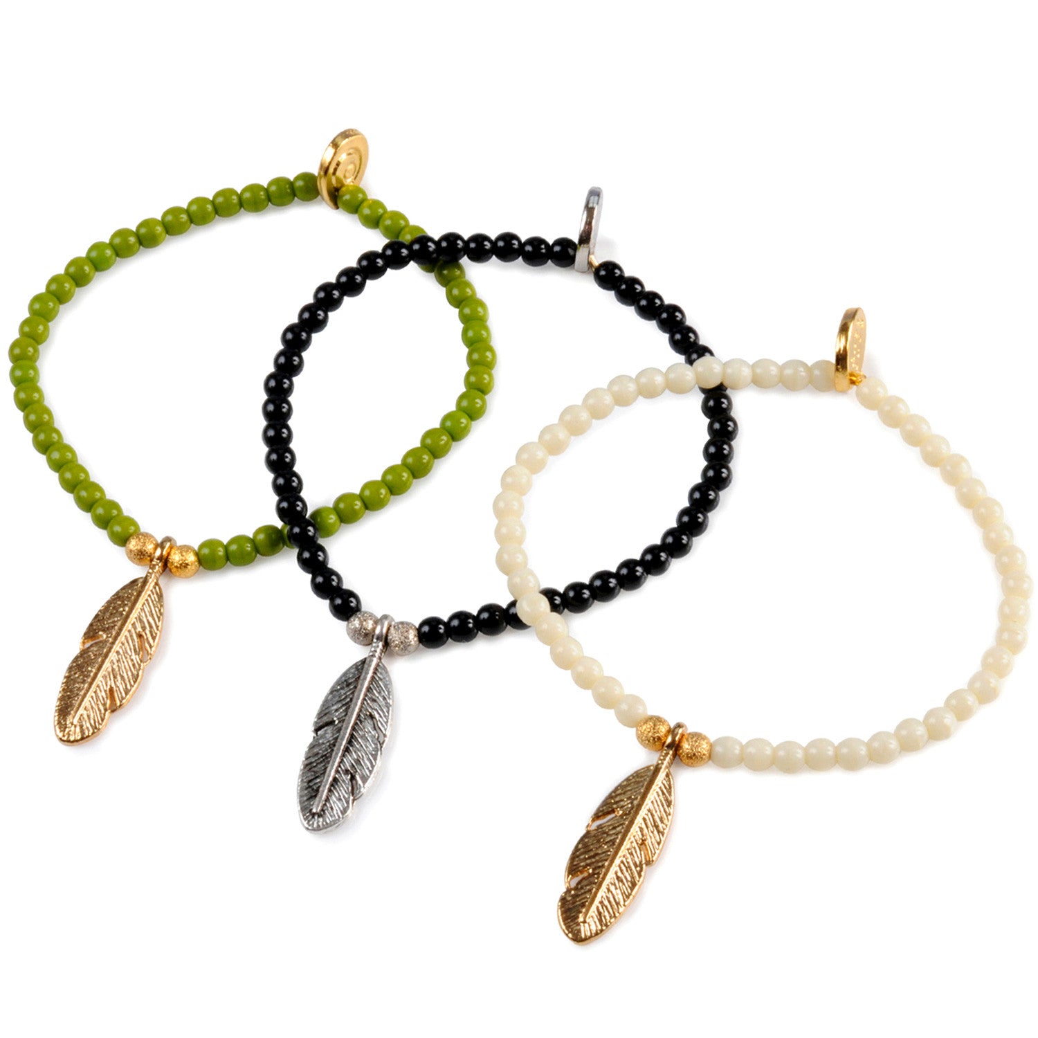 Dana Levy Feather Charm Glass Bead Bracelet - Group