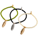 Dana Levy Feather Charm Glass Bead Bracelet - Group