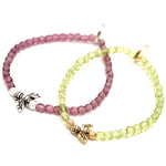 Dana Levy Fly Charm Faceted Glass Bead Bracelets Pair