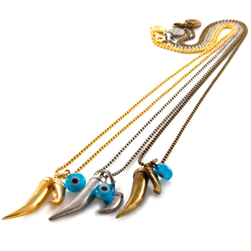 Dana Levy Horn Tooth Evil Eye Ball Chain Necklace - Group
