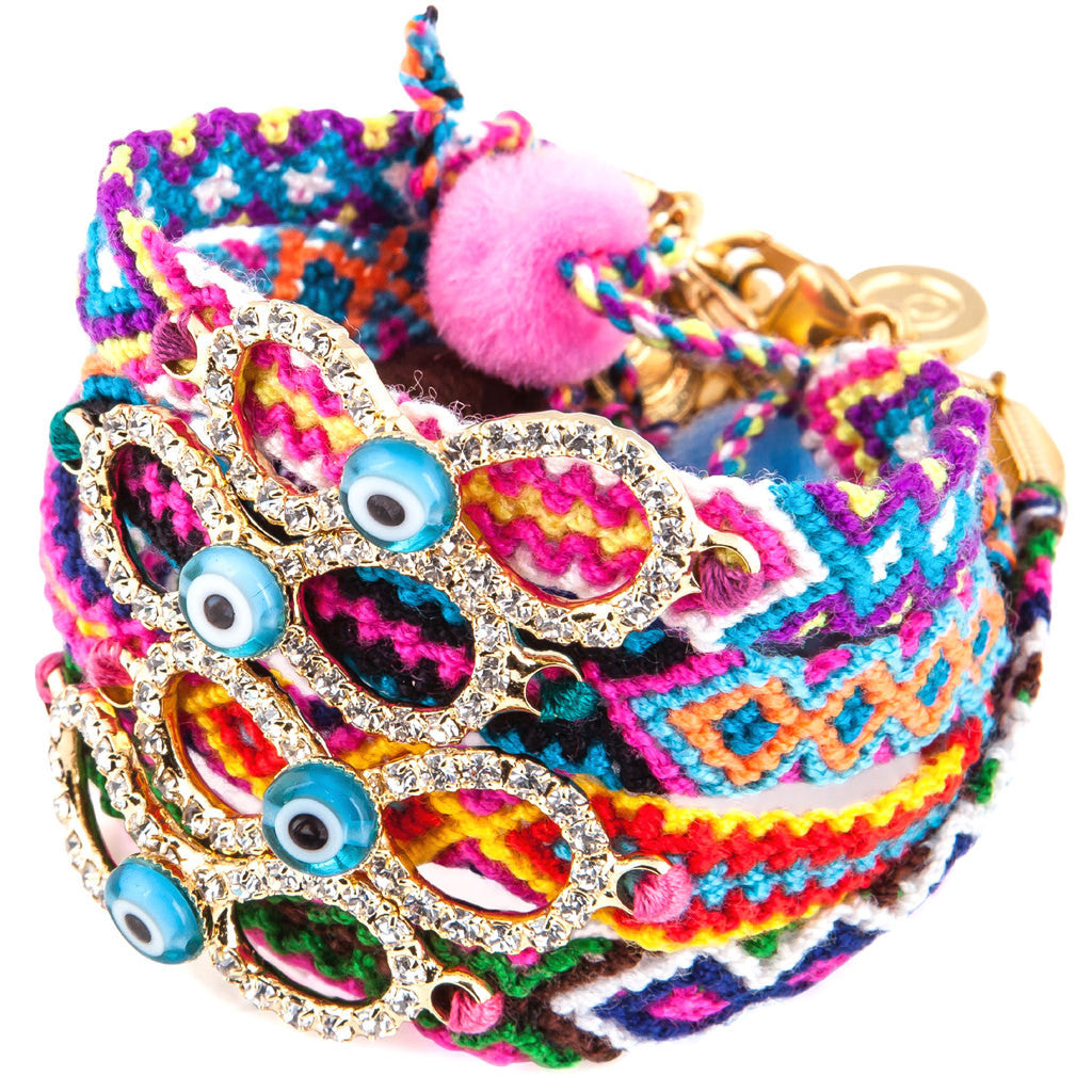 Dana Levy Diamante Infinity Charm Friendship Bracelets Stack