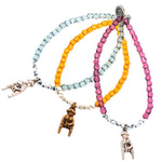 Dana Levy Mano Hand Charm Faceted Glass Bead Bracelets Trio