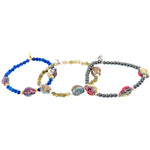 Dana Levy Mini Ceramic Skull Charm Trio Gemstone Bracelets Trio