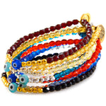 Dana Levy Mini Evil Eye Charm Faceted Glass Bead Bracelets Stack
