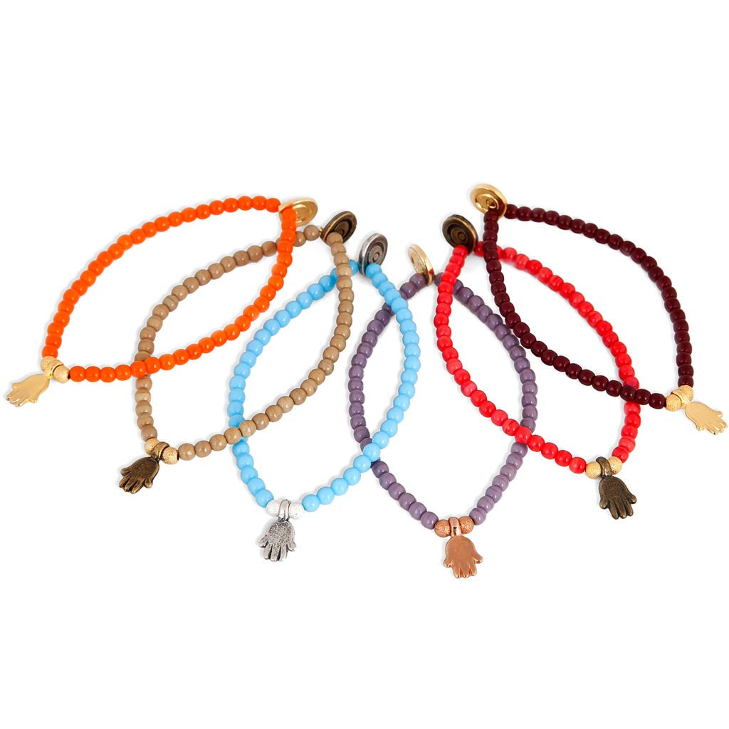 Dana Levy Mini Hamsa Hand Charm Glass Bead Bracelet - Group