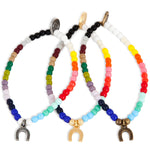 Dana Levy Mini Horseshoe Charm Rainbow Glass Bead Bracelet - Group
