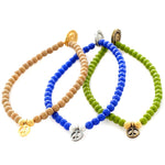 Dana Levy Mini Peace Symbol Charm Glass Bead Bracelets - Group