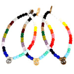 Dana Levy Mini Peace Symbol Charm Rainbow Glass Bead Bracelets - Group