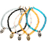 Dana Levy Mini Skull Charm Faceted Glass Bead Bracelets Group