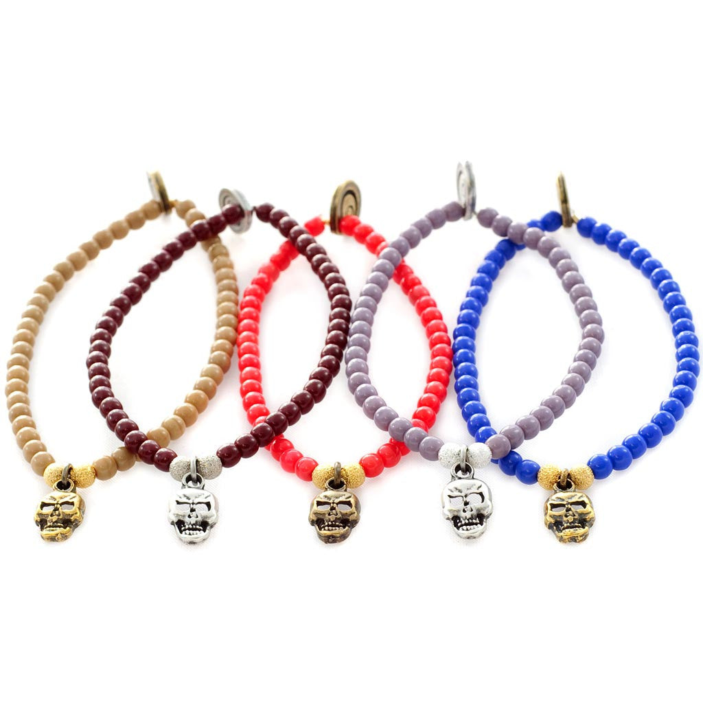 Dana Levy Mini Skull Charm Glass Bead Bracelet - Group