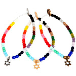 Dana Levy Mini Star of David Charm Rainbow Glass Bead Bracelet - Group