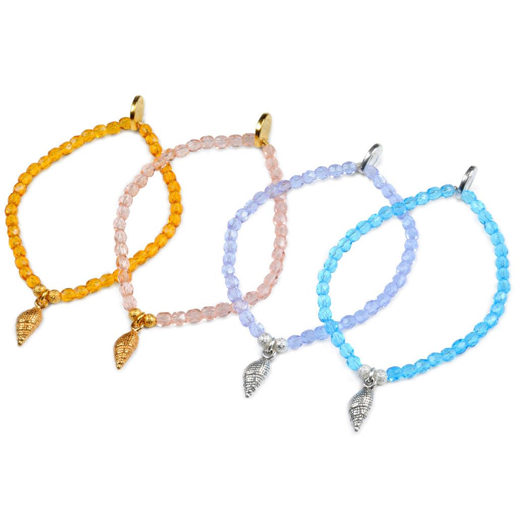 Dana Levy Nautilus Sea Shell Charm Faceted Glass Bead Bracelets Group