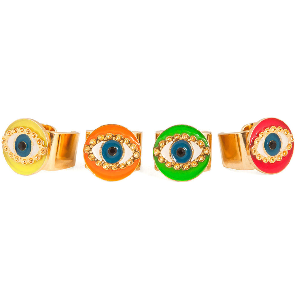 Dana Levy Neon Evil Eye Charm Ring - All colours 