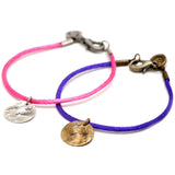 Dana Levy Moon and Stars Satin Cord Bracelet - Pink and Purple