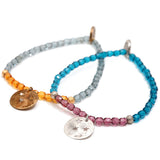 Dana Levy Moon & Stars Faceted Glass Bead Bracelets - Antique Gold & Antique Silver