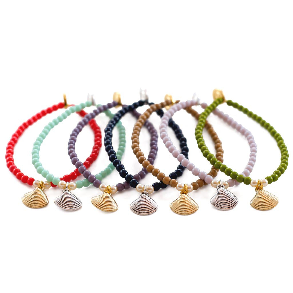 Dana Levy Scallop Sea Shell Glass Bead Bracelet - Group