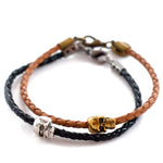 Dana Levy Skull Charm Leather Braid Bracelets Duo