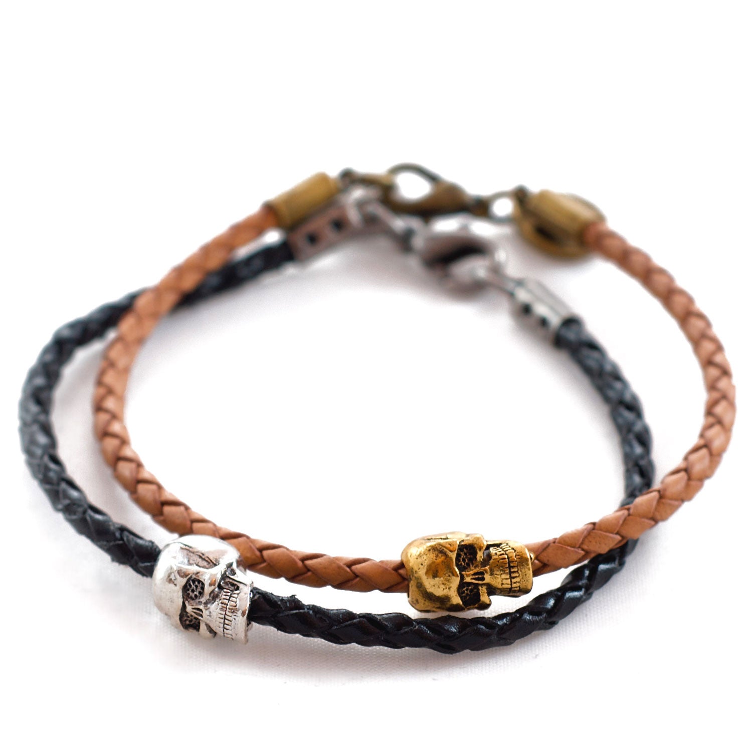 Dana Levy Skull Charm Leather Braid Bracelet - Group