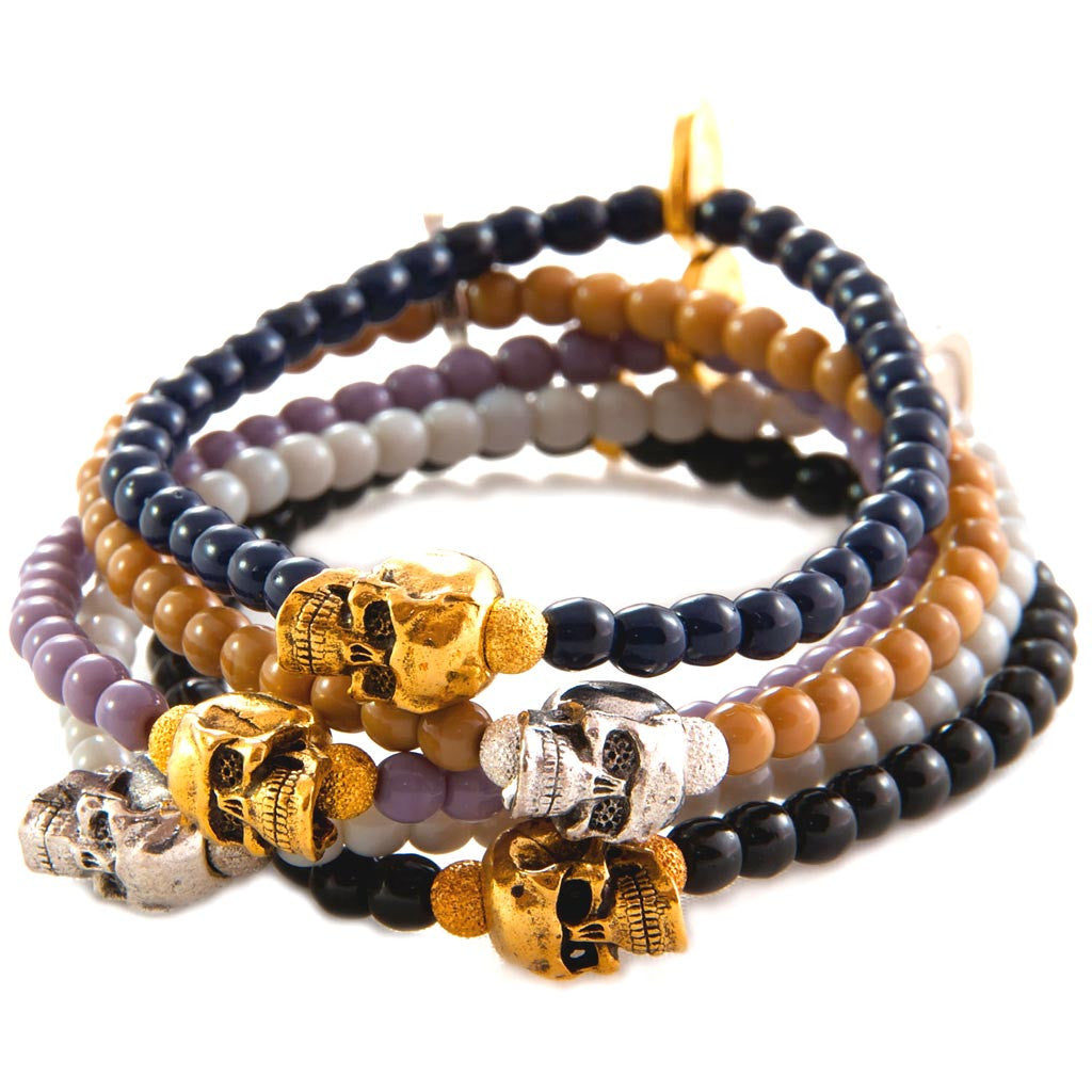 Dana Levy Skull Charm Glass Bead Bracelet - Group