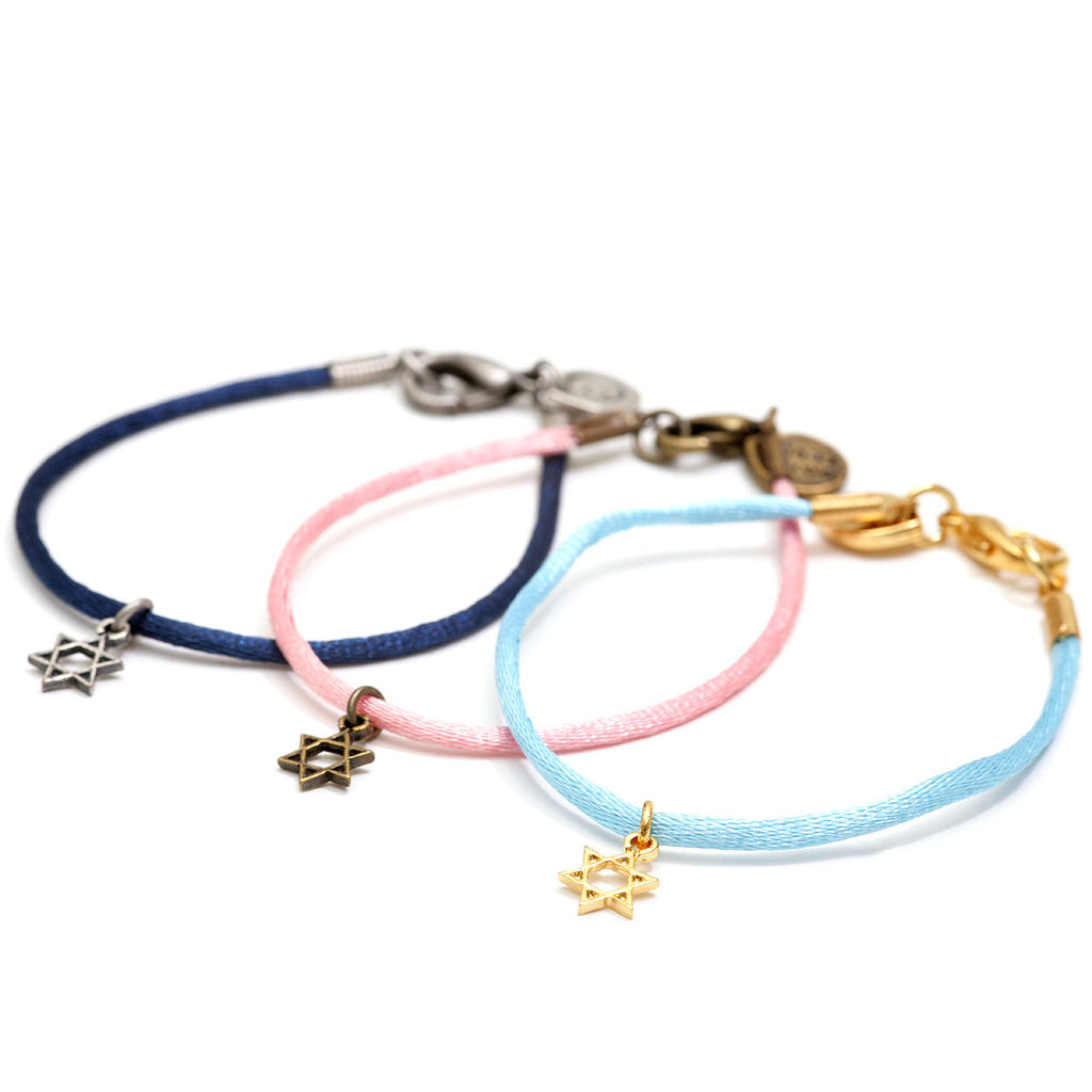 Dana Levy Mini Star of David Charm Satin Cord Bracelet - Group