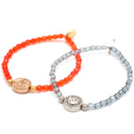 Dana Levy Sun Moon Charm Faceted Glass Bead Bracelets - Gold and Silver