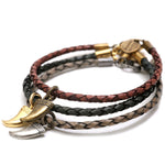 Dana Levy Tooth Amulet Charm Leather Braid Bracelets Trio 