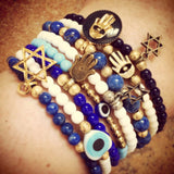 Dana Levy Mini Hamsa Hand Charm Glass Bead Bracelet Wrist Mix 