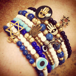 Dana Levy Mini Star of David Charm Glass Bead Bracelet - Mix on Wrist