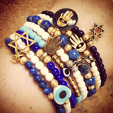Dana Levy Mini Star of David Charm Glass Bead Bracelet - Mix on Wrist