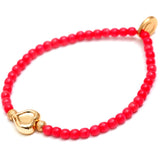 Dana Levy Heart Charm Glass Bead Bracelet - Coral