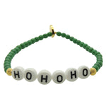 Dana Levy Happy Holidays Alphabet Glass Bracelet - HoHoHo White Green 