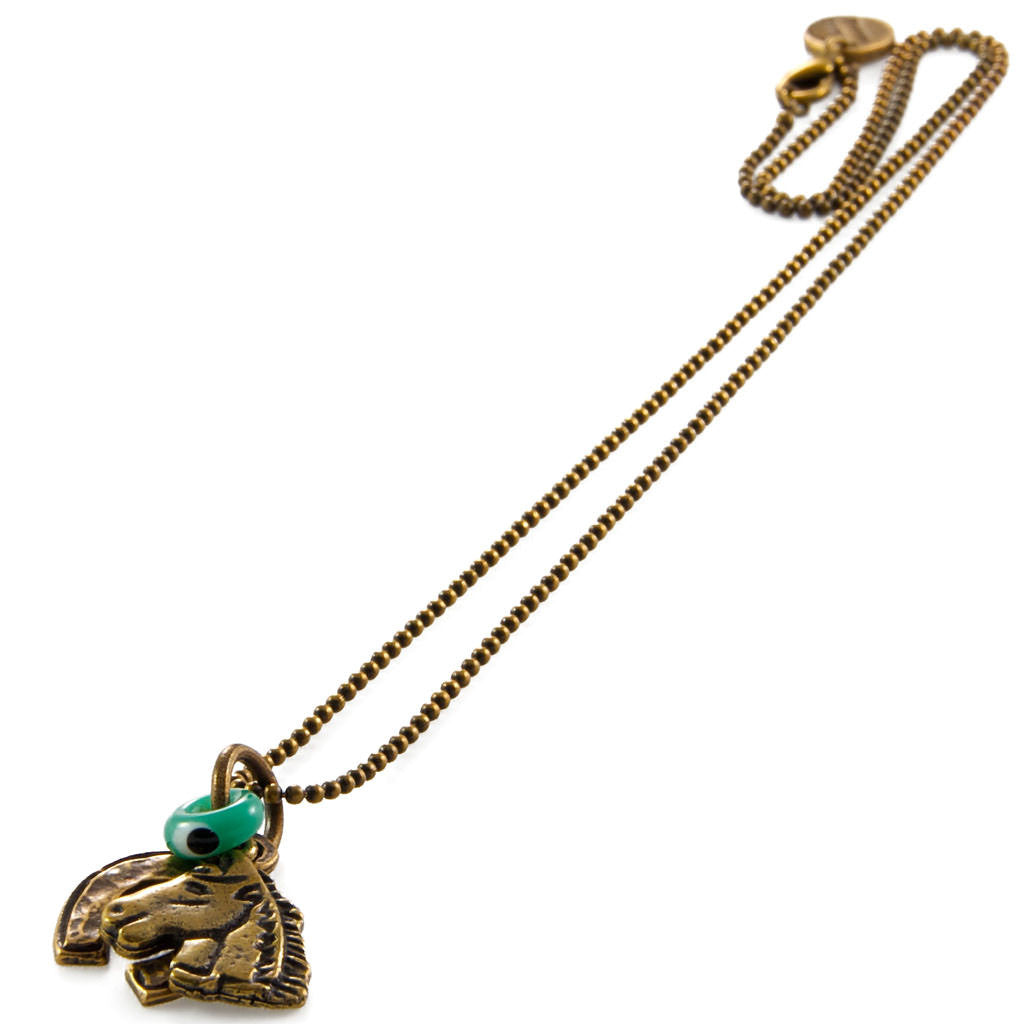 Dana Levy Horse Charm Trio Ball Chain Necklace - Antique Gold