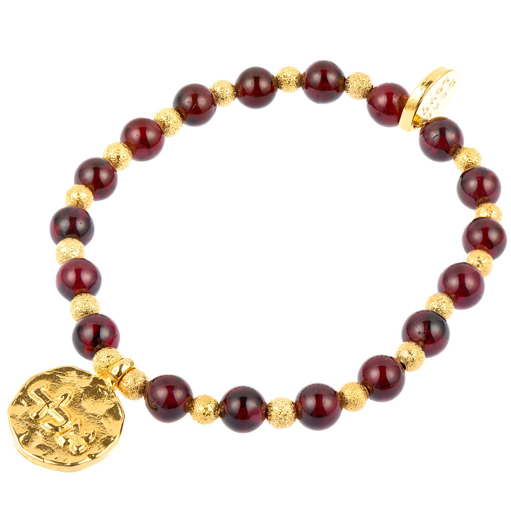Dana Levy Kabbalah Blessing Token Charm Stardust Gemstone Mix Bracelet - Gold Garnet