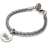 Dana Levy Kabbalah Blessing Token Leather Braid Bracelet - Antique Silver & Silver